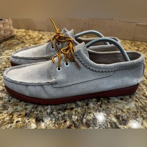 Quoddy Blucher Suede Grey  Men's 11 Moccasins Boat Shoes Made In USA Slip On